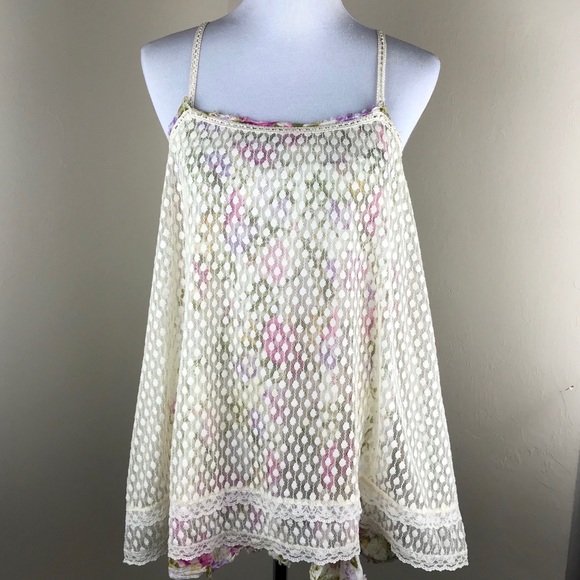 Free People Intimately Floral Layered Tank Top Size XS Lace Boho Summer Comfort - Picture 2 of 10